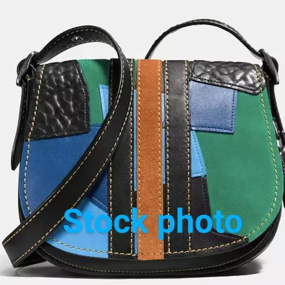 Coach Suede 23 Varsity Stripe Patchwork Crossbody Bag Shoulder Bag - Picture 4 of 17